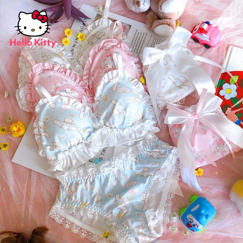 Hello Kitty Girls Underwear Without Steel Ring Cartoon Print Lace Bra Set Japanese Cute Student Women's Underwear Lingerie Niche
Hello Kitty Girls Underwear Without Steel Ring Cartoon Print Lace Bra Set Japanese Cute Student Women's Underwear Lingerie Niche