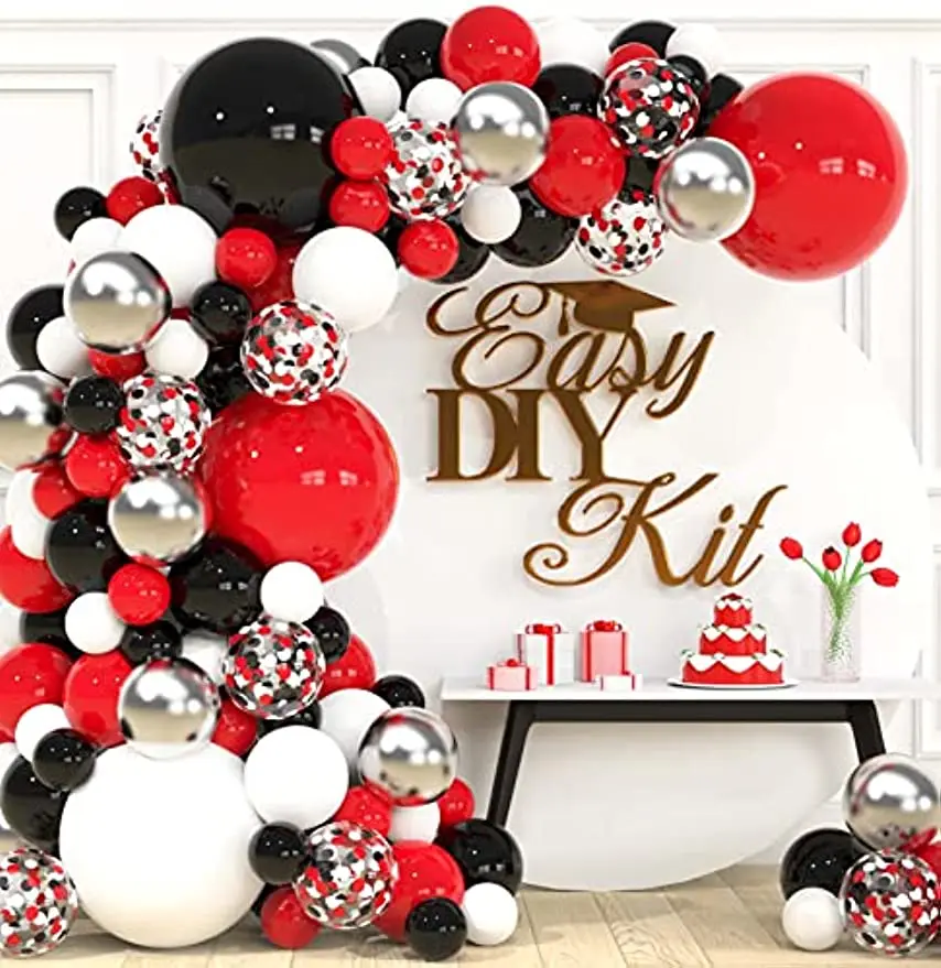 115pcs Red Black and White Balloon Arch Kit for Birthday Party Decorations Graduation Black and Red Balloons
115pcs Red Black and White Balloon Arch Kit for Birthday Party Decorations Graduation Black and Red Balloons