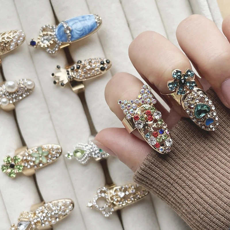 Elegant Crown Flower Crystal Charm Finger Nail Rings Fashion Opening Rings Set for Women Elegant Charm Fine Chic Jewelry
Elegant Crown Flower Crystal Charm Finger Nail Rings Fashion Opening Rings Set for Women Elegant Charm Fine Chic Jewelry
