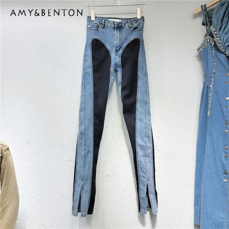Women's Clothing Patchwork Jeans 2023 Autumn American Slim Fit High Waist Contrast Color Hem Slit Skinny Denim Pants Y2k Jeans
Women's Clothing Patchwork Jeans 2023 Autumn American Slim Fit High Waist Contrast Color Hem Slit Skinny Denim Pants Y2k Jeans