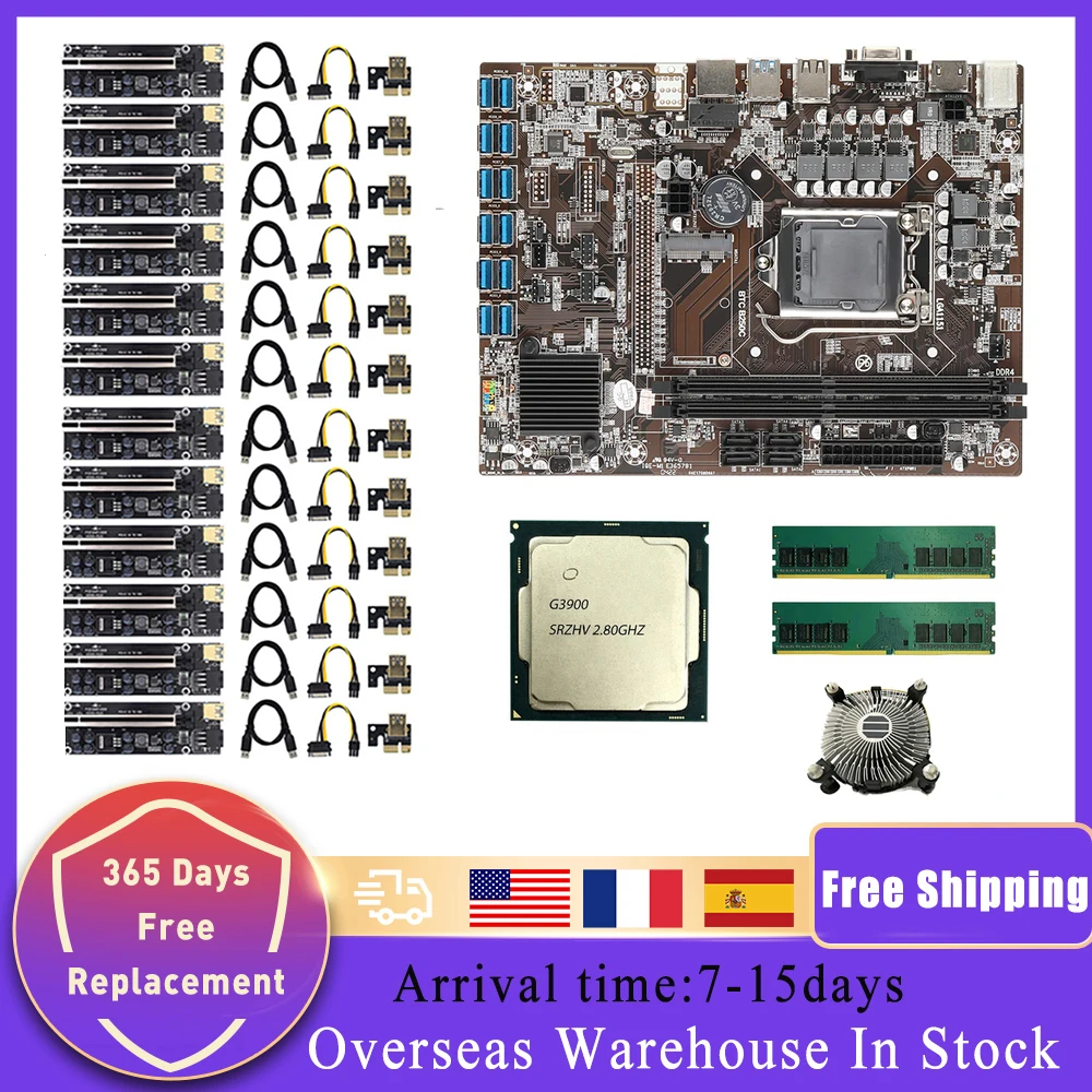 B250C BTC Mining Motherboard Set CPU LGA1151 Kit Support 12 PCIE 1x 16x GPU Graphics Card With Cooling Fan for Bitcoin Miner Rig
B250C BTC Mining Motherboard Set CPU LGA1151 Kit Support 12 PCIE 1x 16x GPU Graphics Card With Cooling Fan for Bitcoin Miner Rig