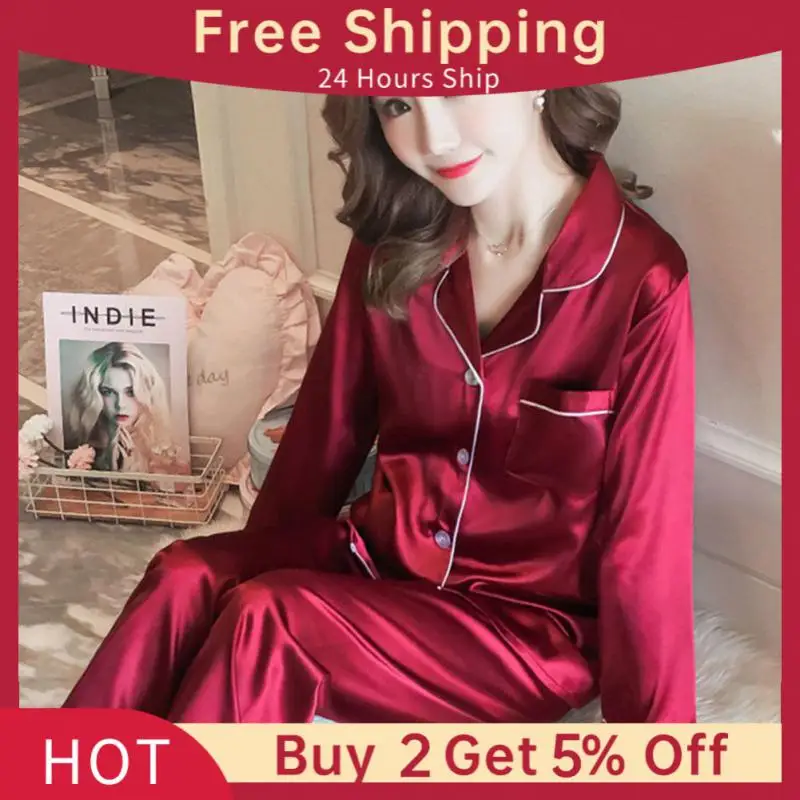 Silk-like Fabric Sensual Alluring Long Sleeve Sleepwear Two-piece Set Silk Enticing Sexy Design Versatile Elegant Plus Size
Silk-like Fabric Sensual Alluring Long Sleeve Sleepwear Two-piece Set Silk Enticing Sexy Design Versatile Elegant Plus Size