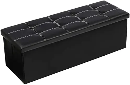 Folding Ottoman with Storage Bench for Bedroom Large Faux Leather Storage Chest Footrest Padded Seat for Bedroom Entryway Black
Folding Ottoman with Storage Bench for Bedroom Large Faux Leather Storage Chest Footrest Padded Seat for Bedroom Entryway Black