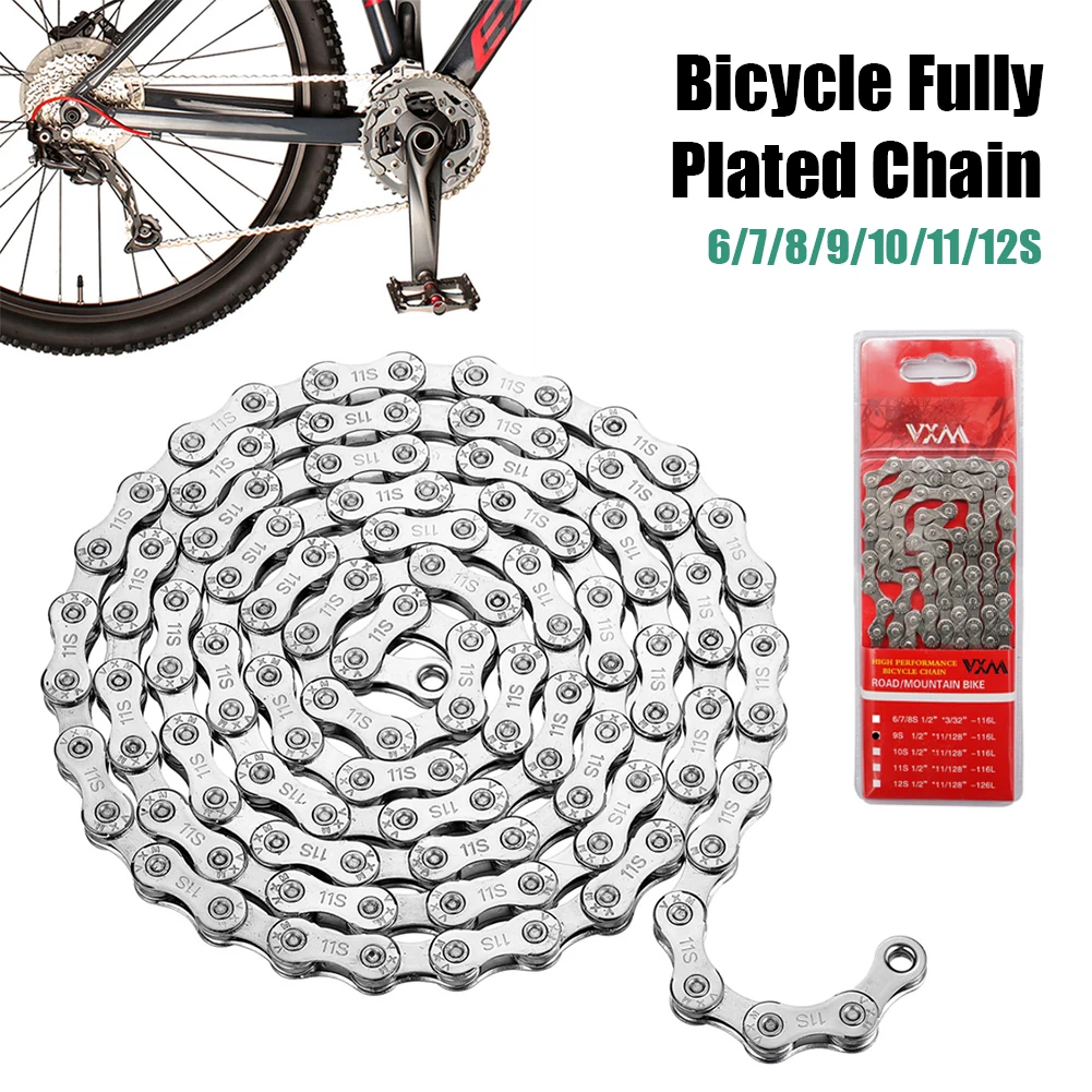 6/7/8/9/10/11/12 Speed Bicycle Chains Electroplated Silver Chain Mountain Road Bike Chain Parts 116 Links Bicycle Accessories
6/7/8/9/10/11/12 Speed Bicycle Chains Electroplated Silver Chain Mountain Road Bike Chain Parts 116 Links Bicycle Accessories