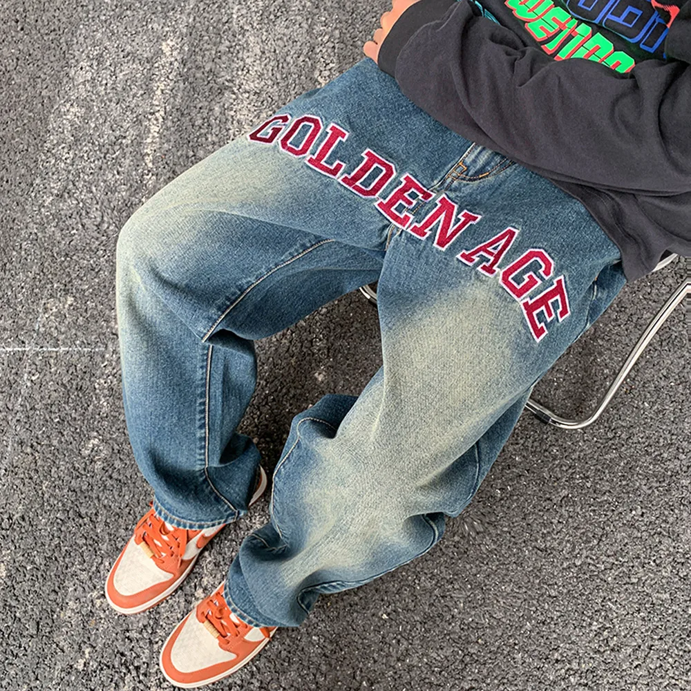 Letter Graphic Jeans for Men Y2k High Street Embroidery Trousers Vaqueros Baggy Hip Hop Punk Clothe Fit Men's Summer Denim Pants
Letter Graphic Jeans for Men Y2k High Street Embroidery Trousers Vaqueros Baggy Hip Hop Punk Clothe Fit Men's Summer Denim Pants