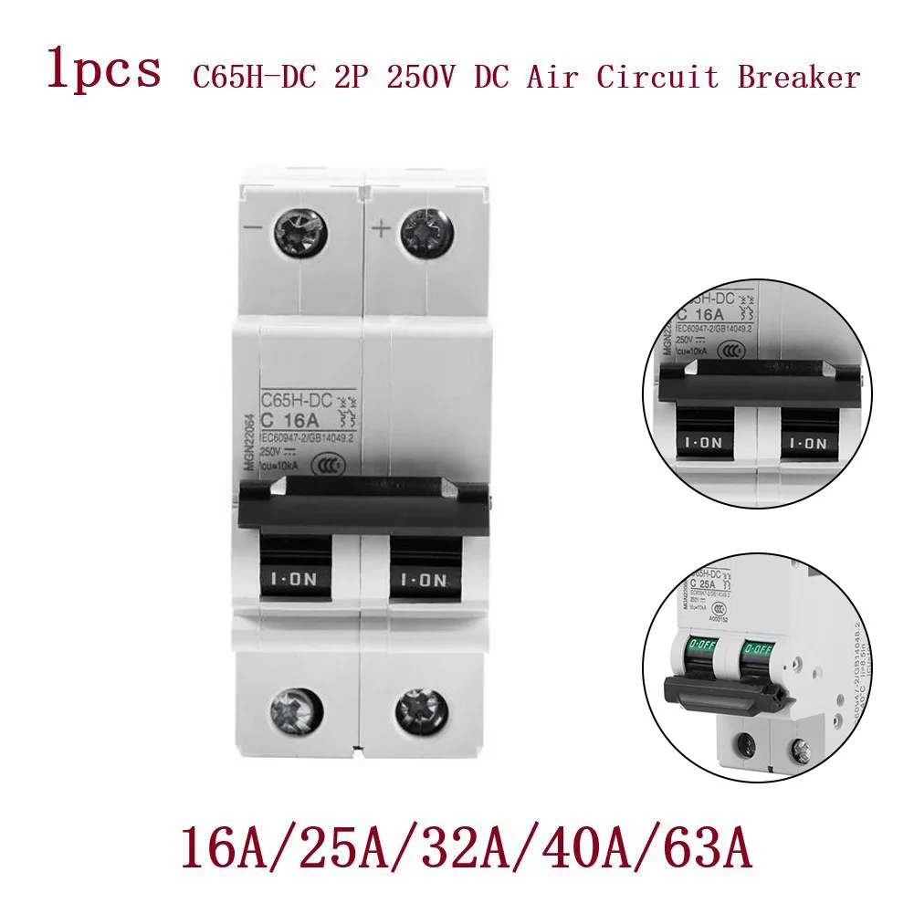 C65H-DC 2P 250V Solar Bipolar Type C Circuit Breaker Home Surge Protector Overload Protection Switch 16A 25A 32A 40A 63A MCB
C65H-DC 2P 250V Solar Bipolar Type C Circuit Breaker Home Surge Protector Overload Protection Switch 16A 25A 32A 40A 63A MCB