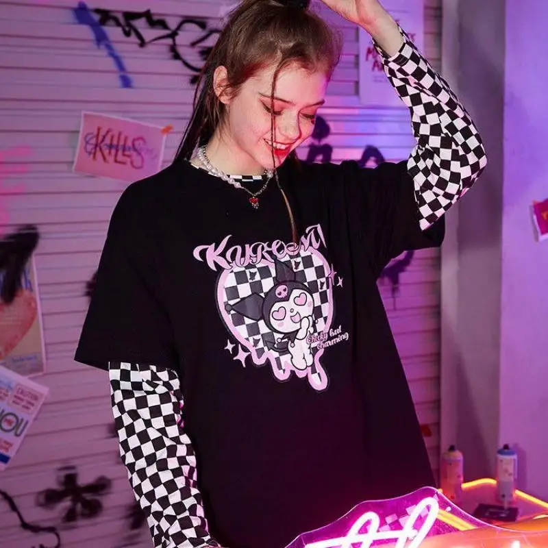 Anime Peripherals Sanrio Kawaii Kuromi Cartoon Character Trendy Checkerboard Short Sleeves Loose Delicately Designed Printed Top
Anime Peripherals Sanrio Kawaii Kuromi Cartoon Character Trendy Checkerboard Short Sleeves Loose Delicately Designed Printed Top