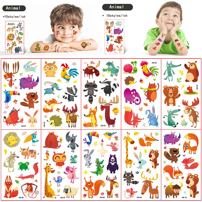 10 Sheets/Set Stickers For Kids Animal Cartoon Tattoo Stickers Waterproof Scrapbook Decal Toy For Children Suitcases Classic Toy
10 Sheets/Set Stickers For Kids Animal Cartoon Tattoo Stickers Waterproof Scrapbook Decal Toy For Children Suitcases Classic Toy