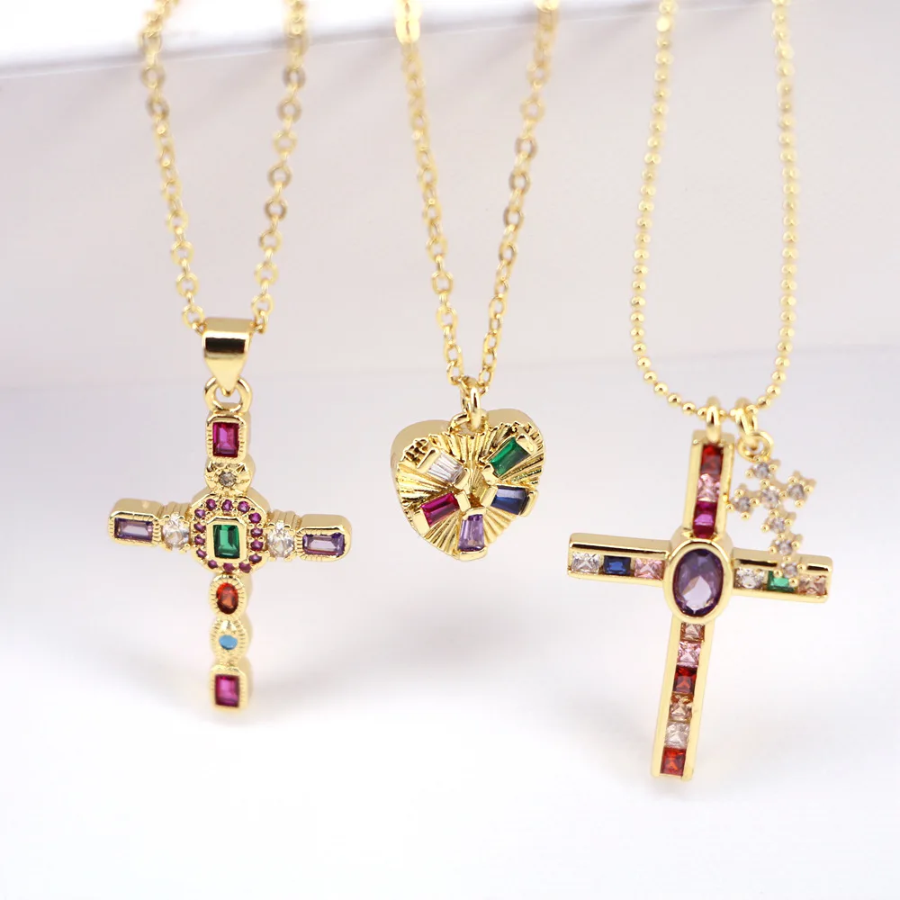 Trendy Gold Plated Copper Heart Cross Necklace Pendant Cubic Zirconia Fashion Jewerly Accessories For Women Birthday Gift
Trendy Gold Plated Copper Heart Cross Necklace Pendant Cubic Zirconia Fashion Jewerly Accessories For Women Birthday Gift