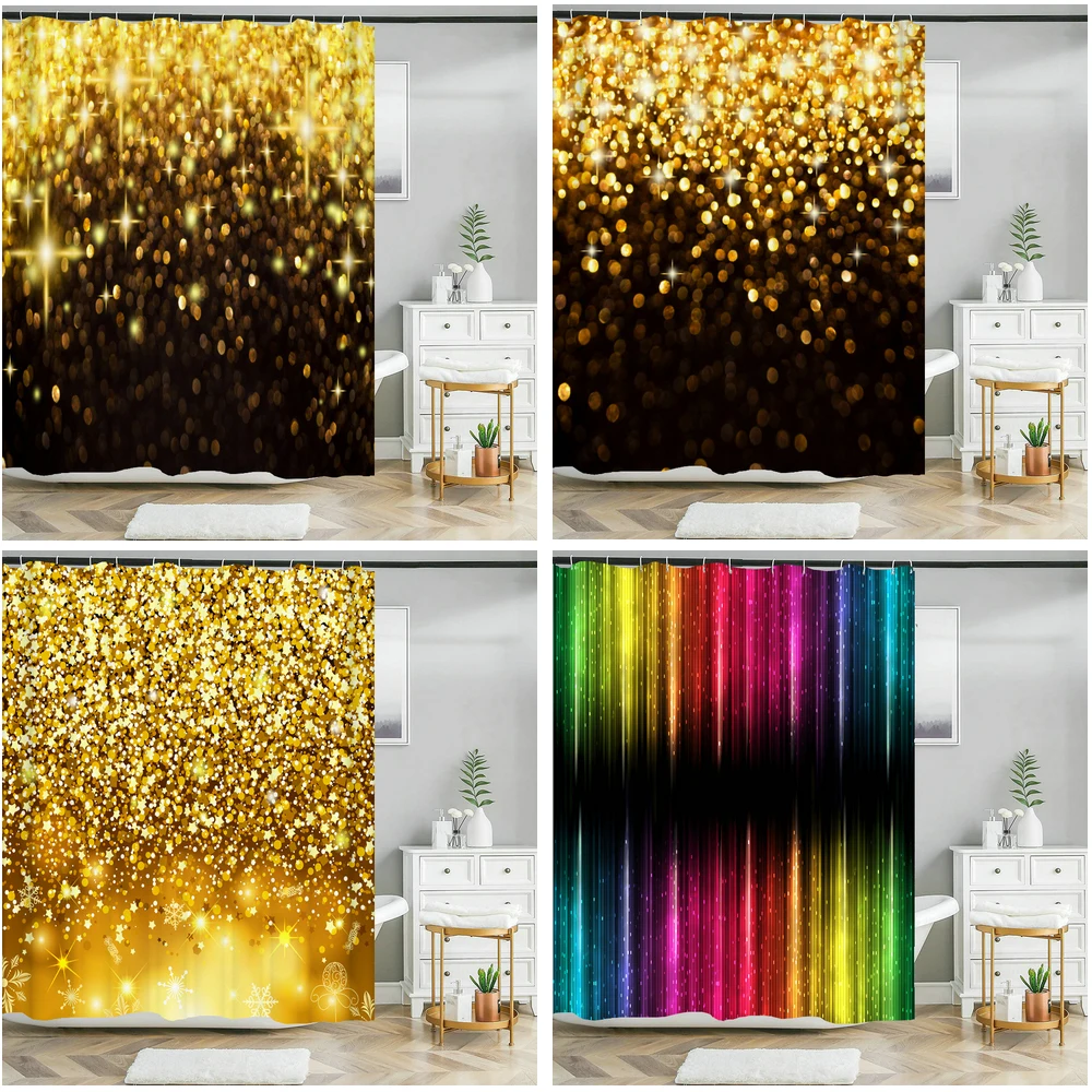 Black Golden Glitter Shiny Art Print Shower Curtain Waterproof Fabric Creative Bathroom Curtain Home Decor Bath Screen with Hook
Black Golden Glitter Shiny Art Print Shower Curtain Waterproof Fabric Creative Bathroom Curtain Home Decor Bath Screen with Hook