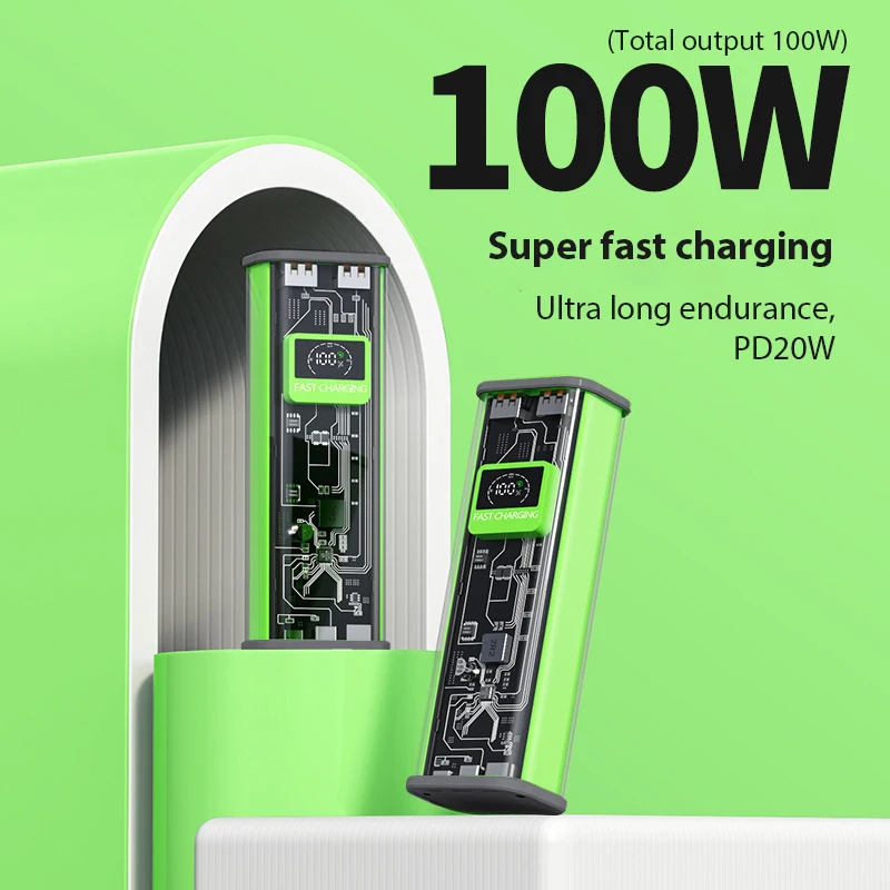

20000mAh Portable Power Bank 100W/22.5W Two-way Fast Charging Powerbank Punk TPYE C Total output of Universal Charger