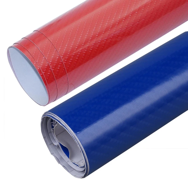

2X Car Styling 10Cm X 152Cm High Glossy 5D Carbon Fiber Car Wrapping Vinyl Film Motorcycle Car Stickers Accessories Red & Deep B