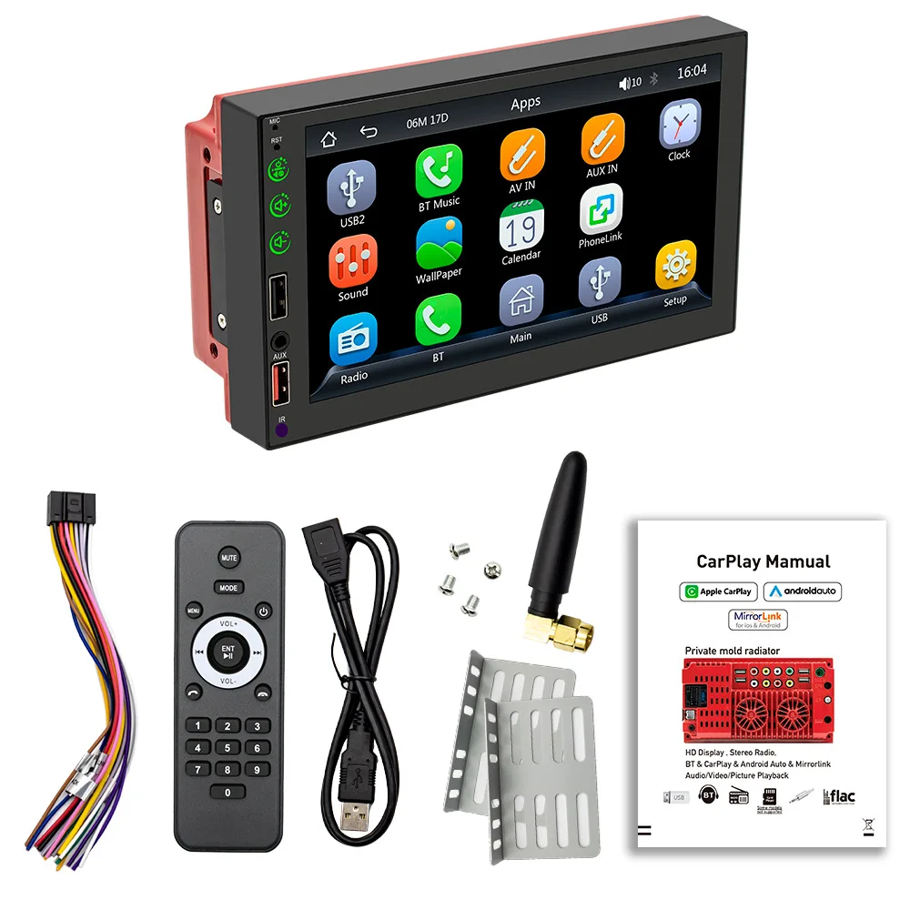 7-дюймовый BT FM/AM радиоприемник, автомобильный стерео MP5-плеер с Carplay, Android, USB зарядка/воспроизведение, связь с телефоном, вспомогательное управление задним ходом
7-дюймовый BT FM/AM радиоприемник, автомобильный стерео MP5-плеер с Carplay, Android, USB зарядка/воспроизведение, связь с телефоном, вспомогательное управление задним ходом