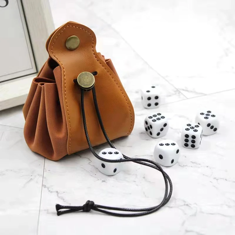Multipurpose Leather Pouch Portable Drawstring Purse Vintage Dice Storage Bag for Game Currency Coin Keys Small Crafts
Multipurpose Leather Pouch Portable Drawstring Purse Vintage Dice Storage Bag for Game Currency Coin Keys Small Crafts