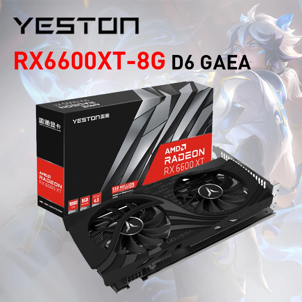 YESTON New RX6600XT RX 6600 XT 8G 8GB Graphic Card AMD GPU GDDR6 7NM 128Bit Gaming Video Card Computer Desktop placa de vídeo
YESTON New RX6600XT RX 6600 XT 8G 8GB Graphic Card AMD GPU GDDR6 7NM 128Bit Gaming Video Card Computer Desktop placa de vídeo