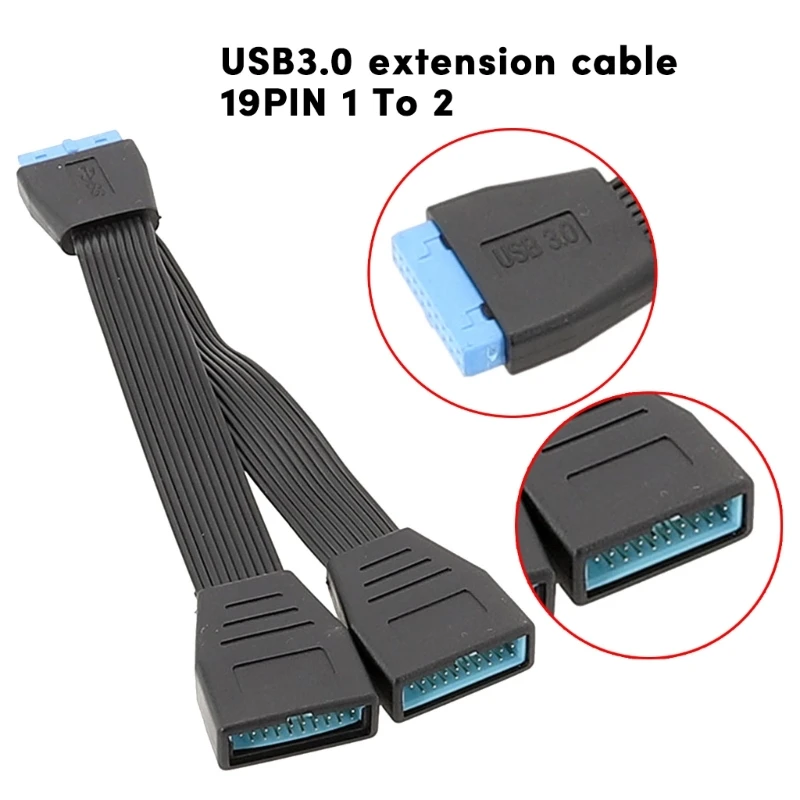 

19Pin USB Header USB3.0 1 to 2 Splitter Internal USB Hub for Computer Motherboard 150mm