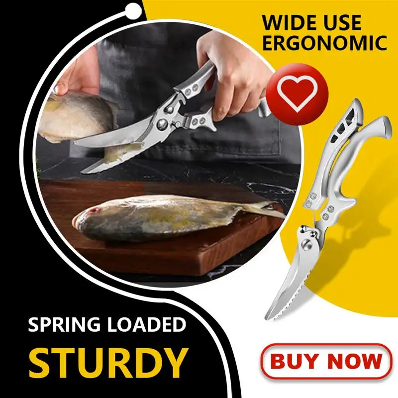 Stainless Steel Fish Scissors Kitchen Scissors Chicken Bone Kitchen Shears Duck Fish Cutter Scale Clean Cook Scissors Knife
Stainless Steel Fish Scissors Kitchen Scissors Chicken Bone Kitchen Shears Duck Fish Cutter Scale Clean Cook Scissors Knife