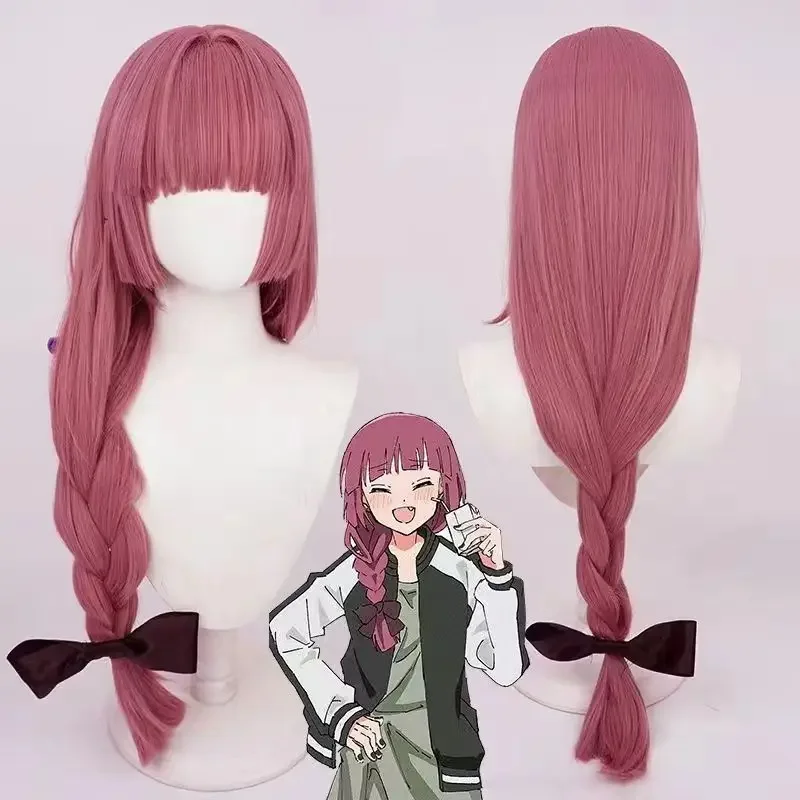 

Anime BOCCHI THE ROCK! Hiroi Kikuri Cosplay Wig Long Dark Pink Braid Heat Resistant Synthetic Hair Halloween Wigs + Wig Cap