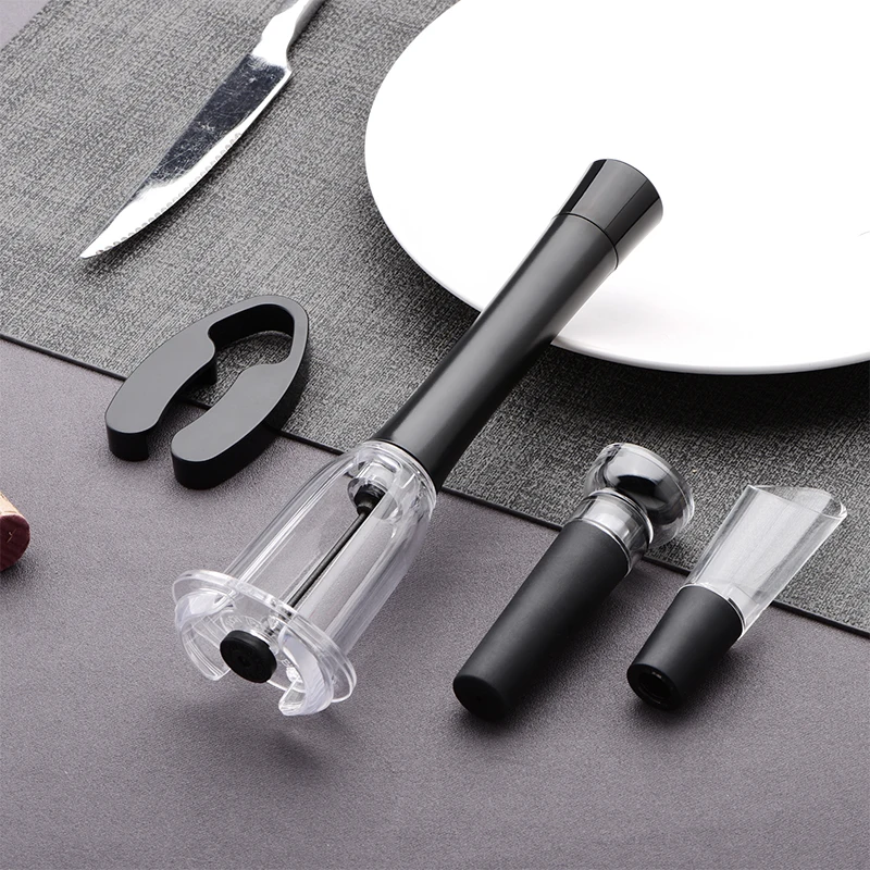 

Air Pump Wine Bottle Opener Set with Wine Stopper Pourer Foil Cutter Stainless Steel Needle Air Pressure Corkscrew Cork Remover