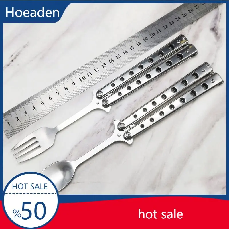 Metal Folding Balisong Trainer Spoon Fork Butterfly Knife Game Safety Practice Trainer Outdoor Camping Tableware Accessories
Metal Folding Balisong Trainer Spoon Fork Butterfly Knife Game Safety Practice Trainer Outdoor Camping Tableware Accessories