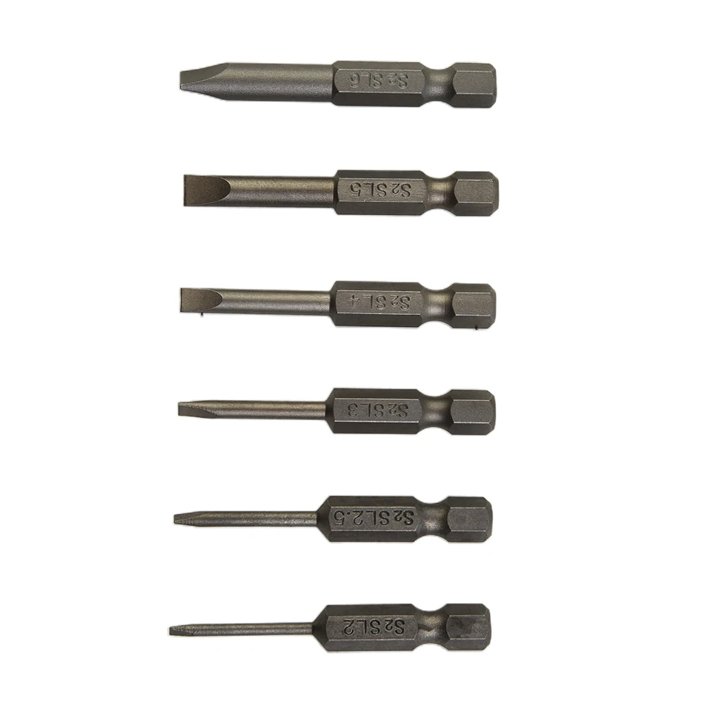 Tip Slotted Tip Screwdriver Bit Silver Slotted 1/4in Hex Shank 2.0-6.0mm 50mm 6pcs/set Flat Head Screwdrivers Bits
Tip Slotted Tip Screwdriver Bit Silver Slotted 1/4in Hex Shank 2.0-6.0mm 50mm 6pcs/set Flat Head Screwdrivers Bits