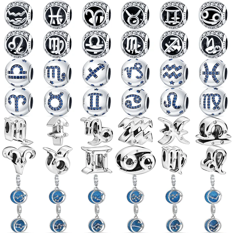 925 серебро, синий, белый, прозрачный циркон, двенадцать созвездий, кулон, круглые бусины, Подходит для Pandora 925, оригинальные шармы, браслет, DIY ювелирные изделия
925 серебро, синий, белый, прозрачный циркон, двенадцать созвездий, кулон, круглые бусины, Подходит для Pandora 925, оригинальные шармы, браслет, DIY ювелирные изделия