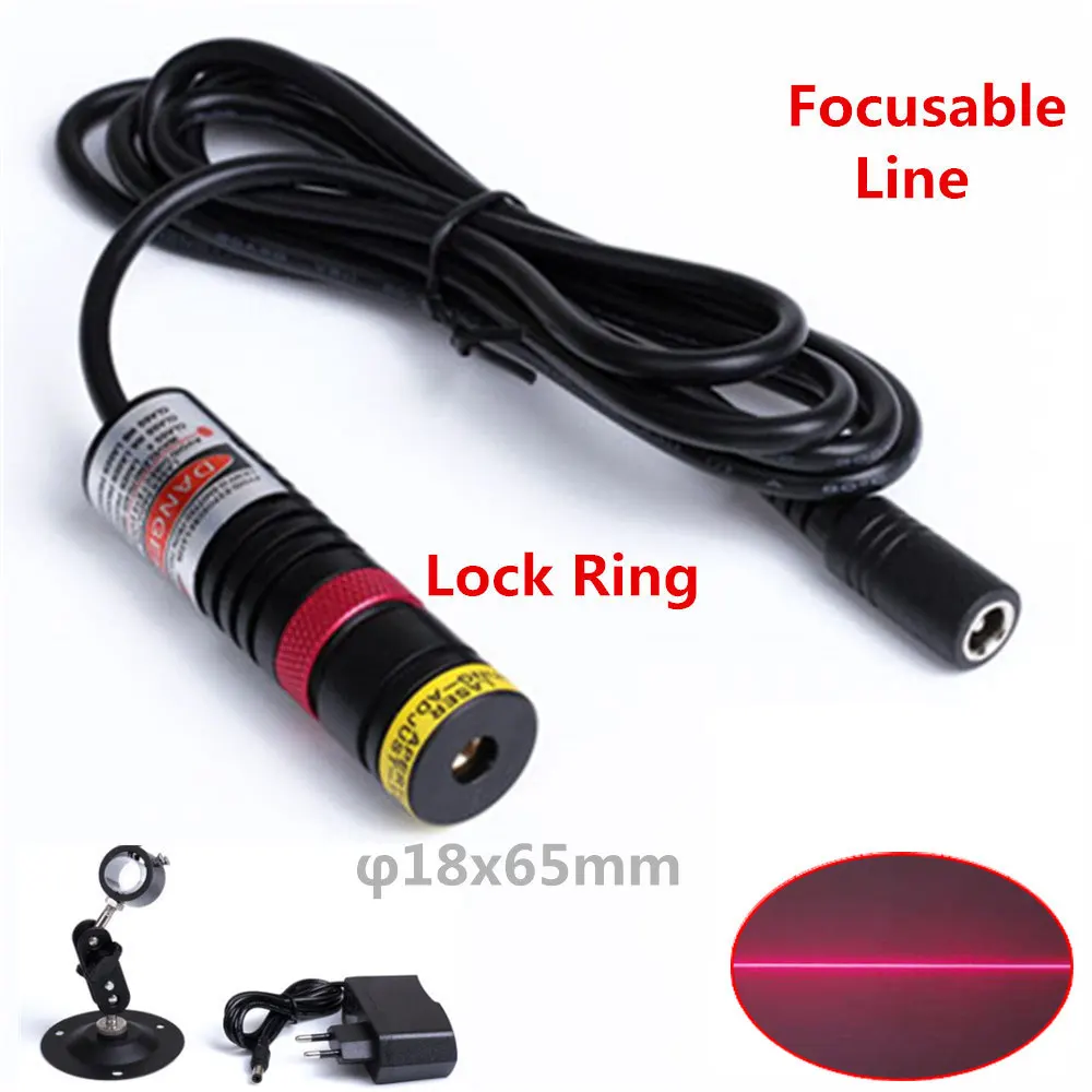 

Focusable Laser Sight Pointer Glass D18X65 650nm Red Line Laser 10mW 30mW 50mW 100mW 150mW Laser Module for Cutting Positioning
