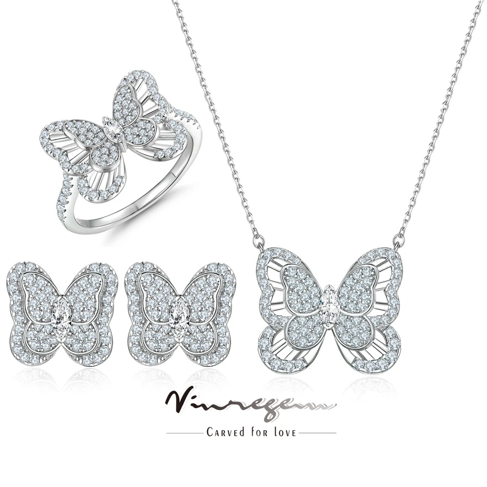 Vinregem 100% 925 Sterling Silver Butterfly Lab Created Sapphire Gemstone Necklaces/Earrings/Rings Jewelry Sets Drop Shipping
Vinregem 100% 925 Sterling Silver Butterfly Lab Created Sapphire Gemstone Necklaces/Earrings/Rings Jewelry Sets Drop Shipping