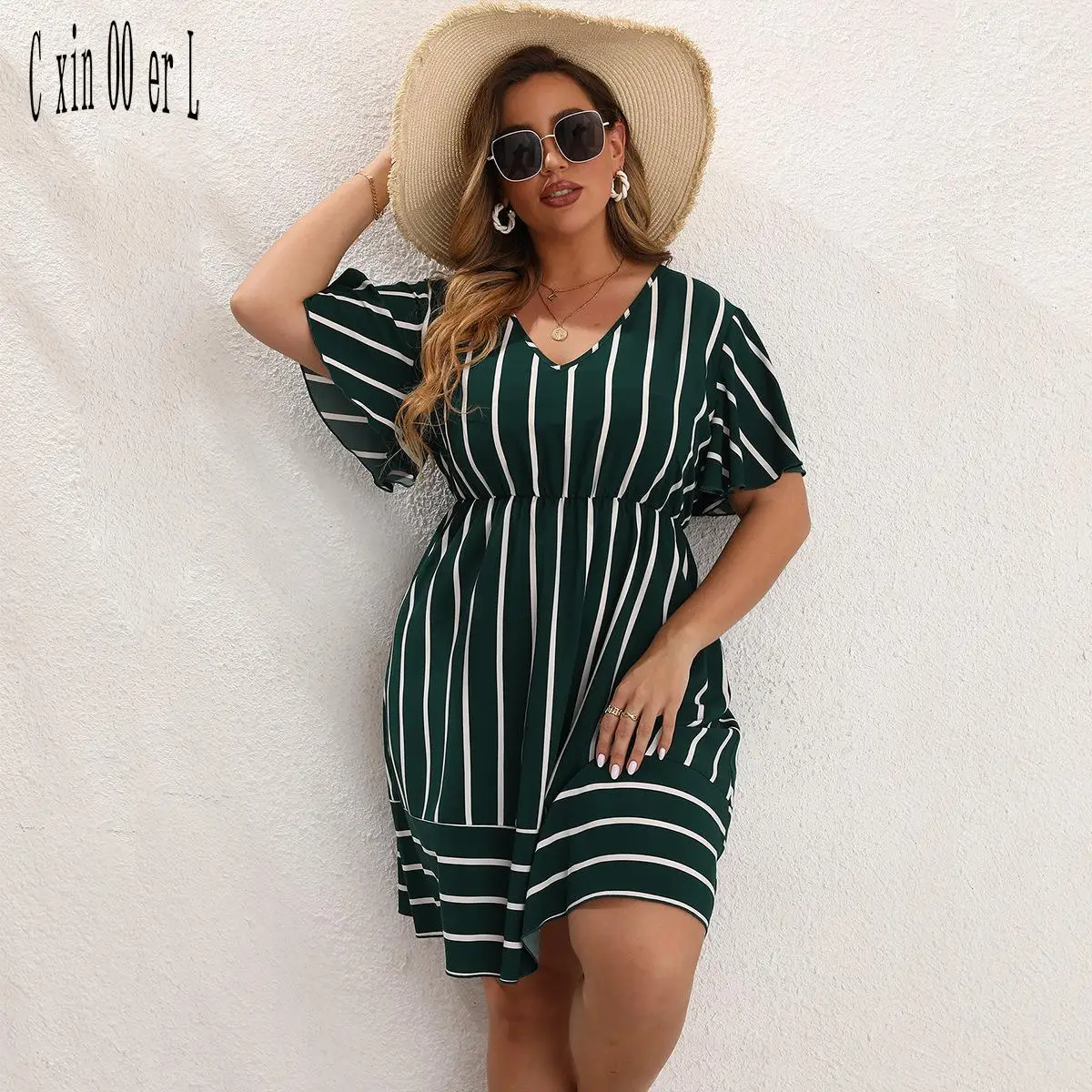 Plus Size L -4xl New Fashion Spring Summer Striped Loose Dress Cross Border Women Wear Women Dresses Green
Plus Size L -4xl New Fashion Spring Summer Striped Loose Dress Cross Border Women Wear Women Dresses Green