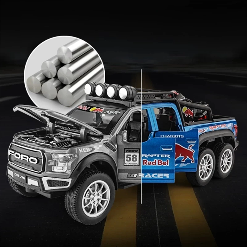 1:28 Raptor F150 Alloy Car Diecast Model Toy Vehicle Sound And Light Pull Back Metal Car Simulation Collection Toys for boys
1:28 Raptor F150 Alloy Car Diecast Model Toy Vehicle Sound And Light Pull Back Metal Car Simulation Collection Toys for boys
