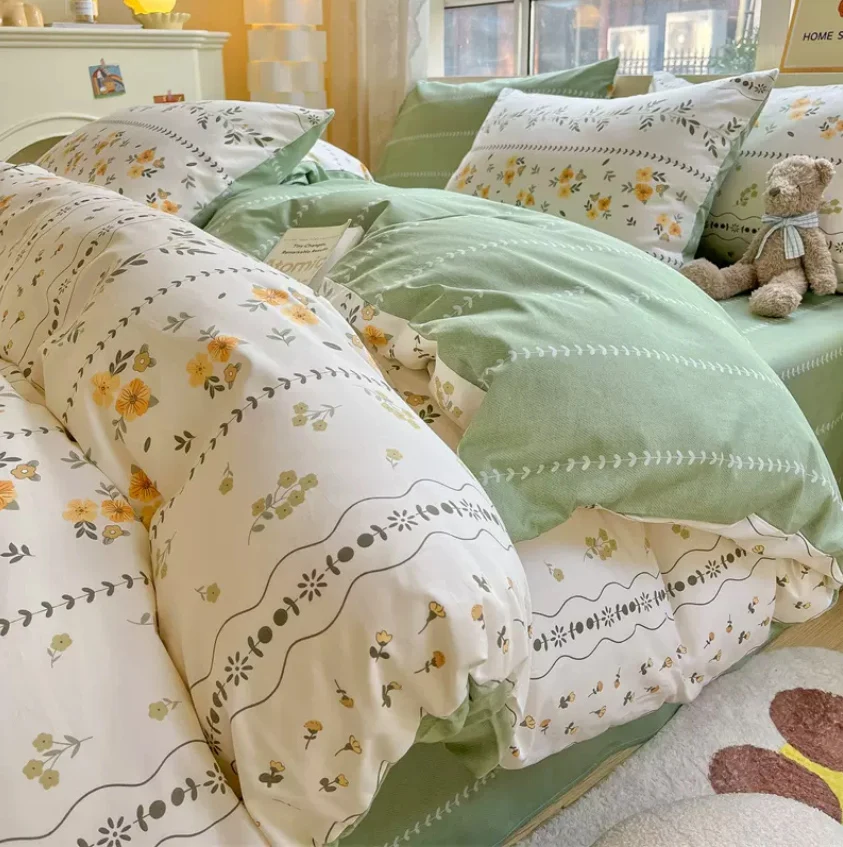 

Комплект постельного белья из 100% хлопка с цветами, пододеяльник и наволочки из 2 предметов для детей и взрослых, двойной, двуспальный, односпальный, двуспальный, Королевский, полноразмерный постельное белье C1