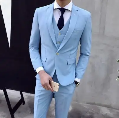 2022 Sky Blue Men's Suit Slim British Style Wedding Groomsmen Group Dress Professional White Small Suit Three-piece
2022 Sky Blue Men's Suit Slim British Style Wedding Groomsmen Group Dress Professional White Small Suit Three-piece