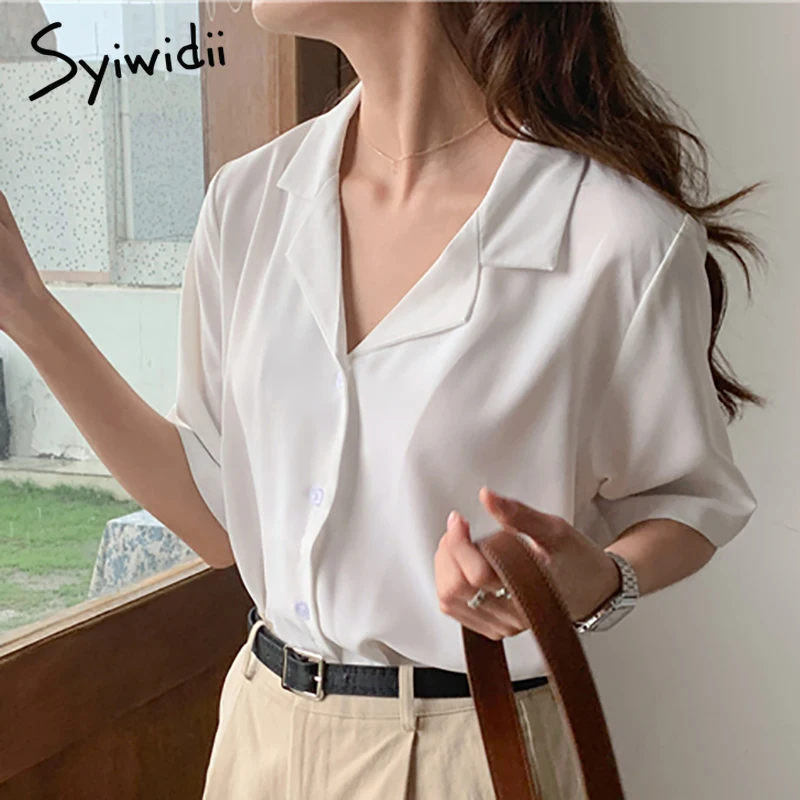 Syiwidii Women Shirts Blouses 2022 Summer Notched Short Sleeve Button Up Casual Office Ladies Fashion Blue White Purple Tops
Syiwidii Women Shirts Blouses 2022 Summer Notched Short Sleeve Button Up Casual Office Ladies Fashion Blue White Purple Tops