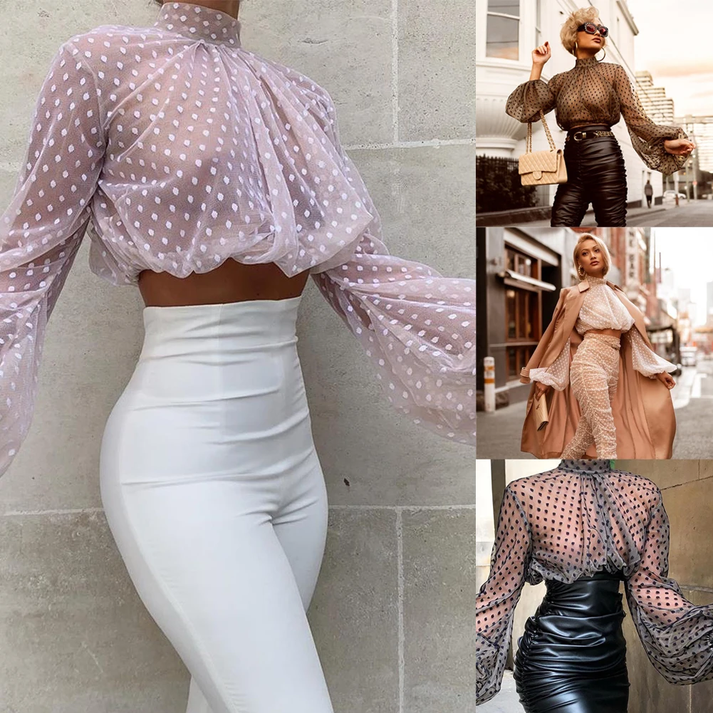 Spring Autumn Fashion Long Lantern Sleeve Turtleneck Polka Dotted See Through Transparent Office Lady Elegant Chiffon Blouse
Spring Autumn Fashion Long Lantern Sleeve Turtleneck Polka Dotted See Through Transparent Office Lady Elegant Chiffon Blouse