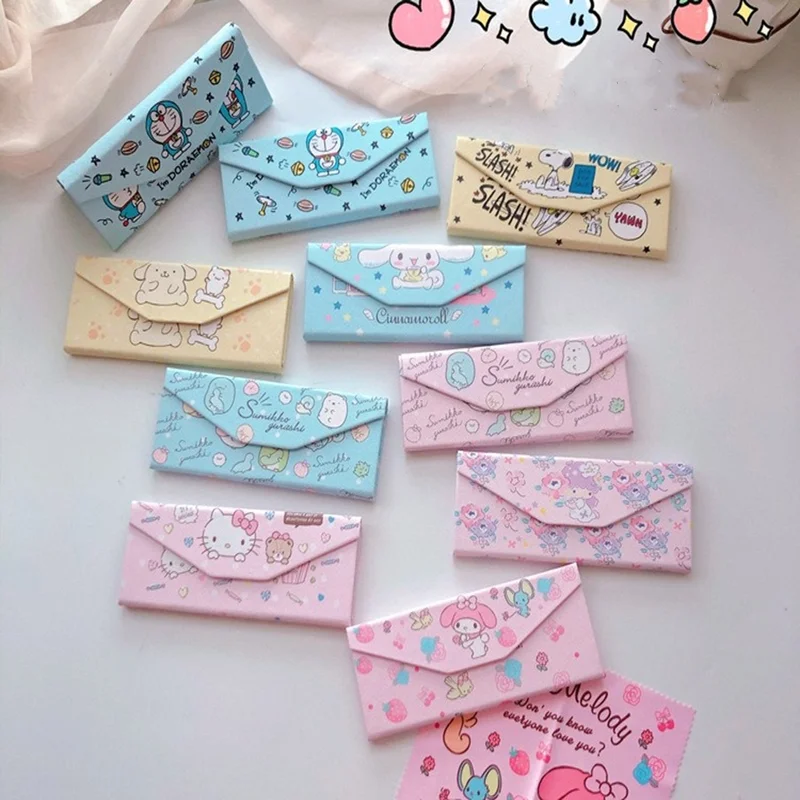 Sanrioed hellokittys mymelody kuromi purin cinnamoroll foldable portable glasses case anti-pressure myopia glasses storage box
Sanrioed hellokittys mymelody kuromi purin cinnamoroll foldable portable glasses case anti-pressure myopia glasses storage box