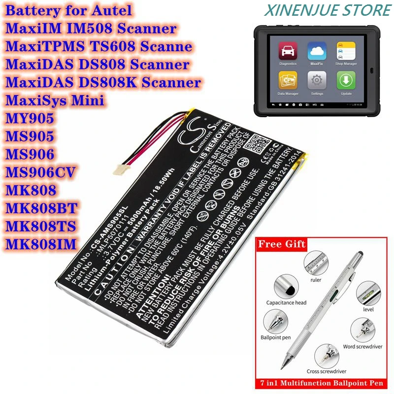 Аккумулятор CS 5000 мАч MLP5070111 для Autel MaxiSys Mini MS905 MS906 MY905 MK808 MK808BT MK808TS MP808 MP808TS DS808 MK808IM MK906