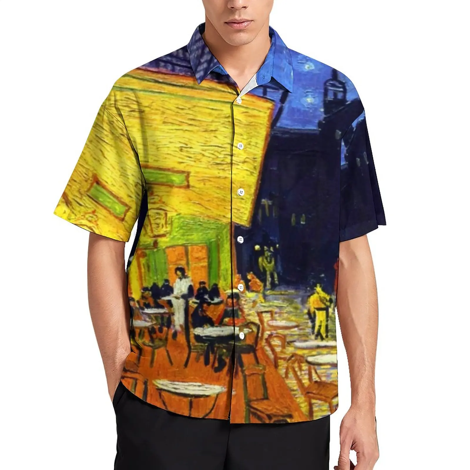 Cafe Terrace at Night Loose Shirt Men Beach Van Gogh Casual Shirts Hawaii Design Short Sleeve Retro Oversized Blouses 
Cafe Terrace at Night Loose Shirt Men Beach Van Gogh Casual Shirts Hawaii Design Short Sleeve Retro Oversized Blouses
