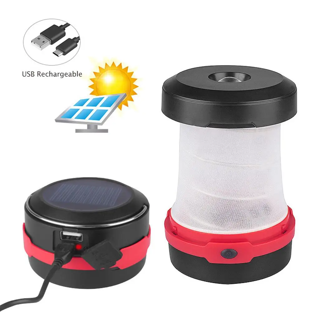 

3W Solar LED Light Outdoor USB Charging Telescopic Folding Camping Lamp Portable Handle Lantern Mini Tent Light Emergency Lamp