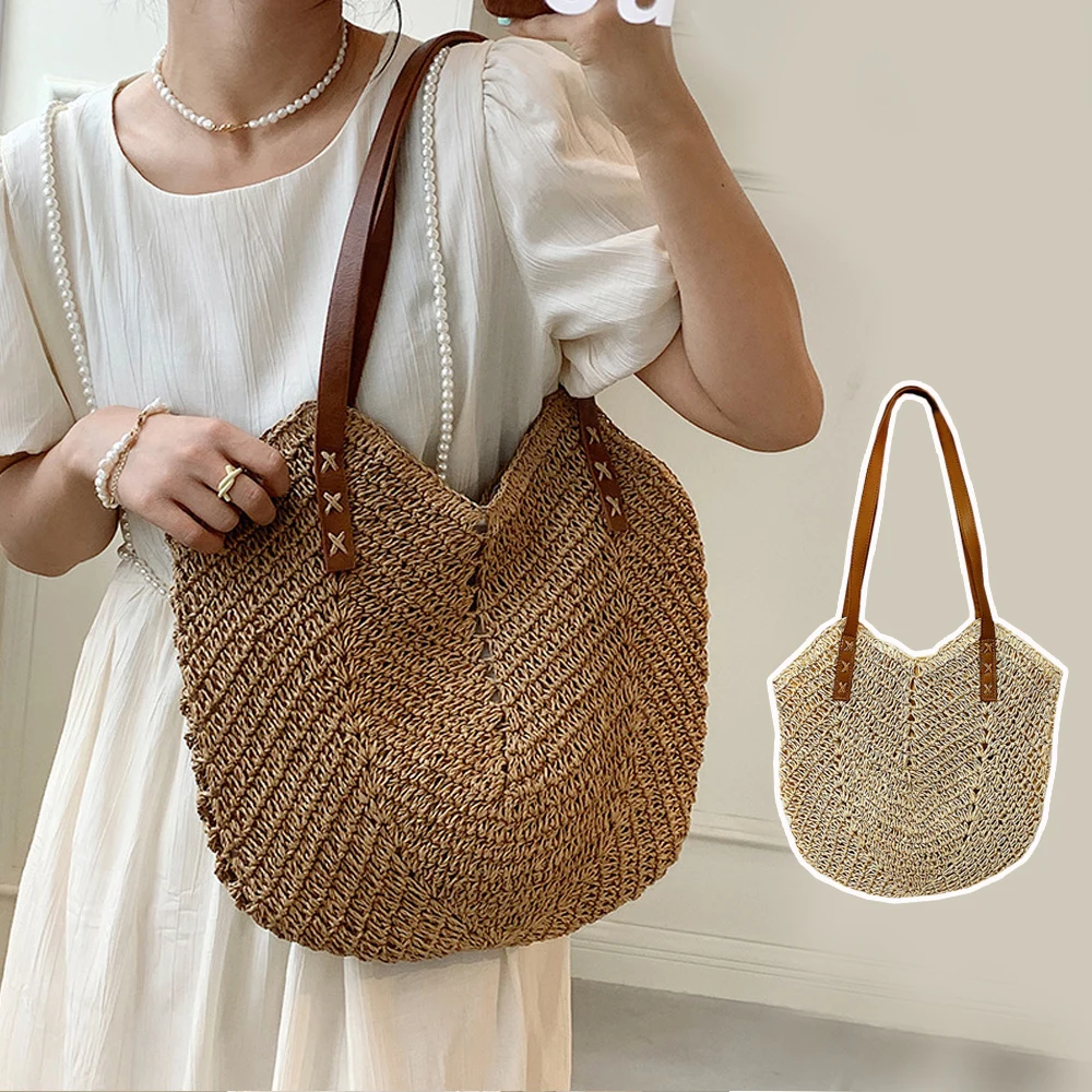 Женская плетеная сумка ручной работы, Вместительная женская сумка-тоут, пляжная сумка для отпуска, женская сумка для покупок
Женская плетеная сумка ручной работы, Вместительная женская сумка-тоут, пляжная сумка для отпуска, женская сумка для покупок