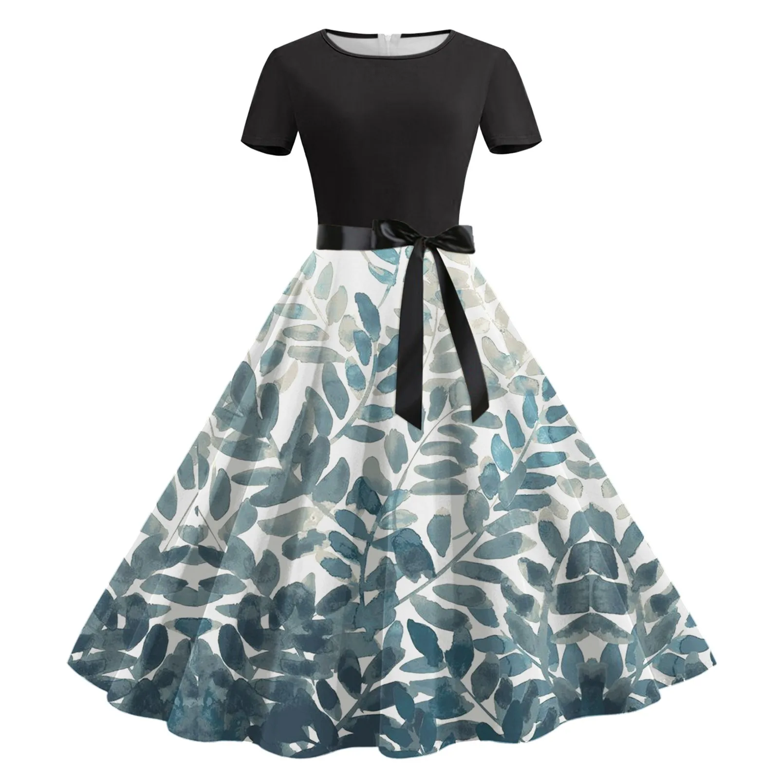 Fashion Patchwork Big Swing Dresses Women Vintage Elegant Short Sleeve Bow Rockabilly Party Vestisdo Casual Princess Dress
Fashion Patchwork Big Swing Dresses Women Vintage Elegant Short Sleeve Bow Rockabilly Party Vestisdo Casual Princess Dress