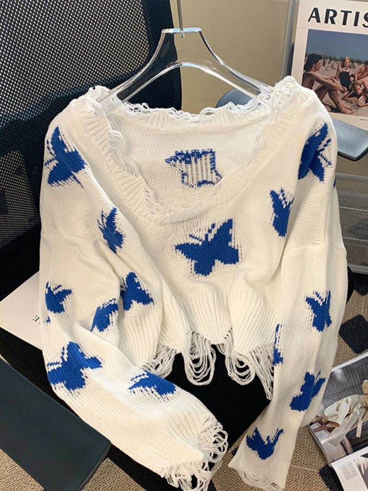 Fashion Butterfly Knitted Woman Harajuku Korean Sweaters Sweet Oversized Cropped Tops Off Shoulder Casual Loose Jumper sweater
Fashion Butterfly Knitted Woman Harajuku Korean Sweaters Sweet Oversized Cropped Tops Off Shoulder Casual Loose Jumper sweater