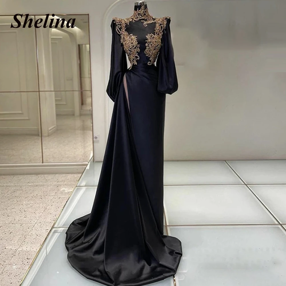 Gorgeous Slit Fullsleeve Prom Evening Dresses High-neck Appliques Court Train Evening Gowns Vestido De Noche Made To Order
Gorgeous Slit Fullsleeve Prom Evening Dresses High-neck Appliques Court Train Evening Gowns Vestido De Noche Made To Order