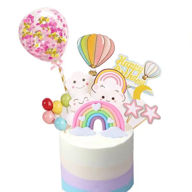 

Cloud Rainbow Unicorn Cake Topper Happy Birthday Unicorn Party Decor Kids Baby Shower Cake Girl Favors Wedding Cake Decorating