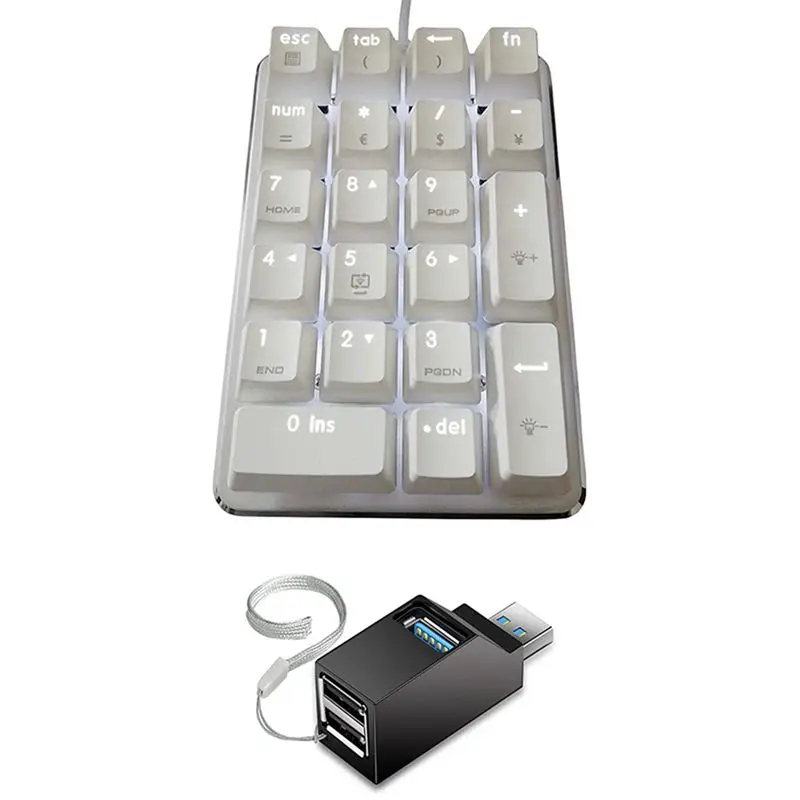 Мини-концентратор Usb 3,0, 3 порта, 1 шт., 21 клавиша, белая подсветка, Механическая цифровая клавиатура
Мини-концентратор Usb 3,0, 3 порта, 1 шт., 21 клавиша, белая подсветка, Механическая цифровая клавиатура
