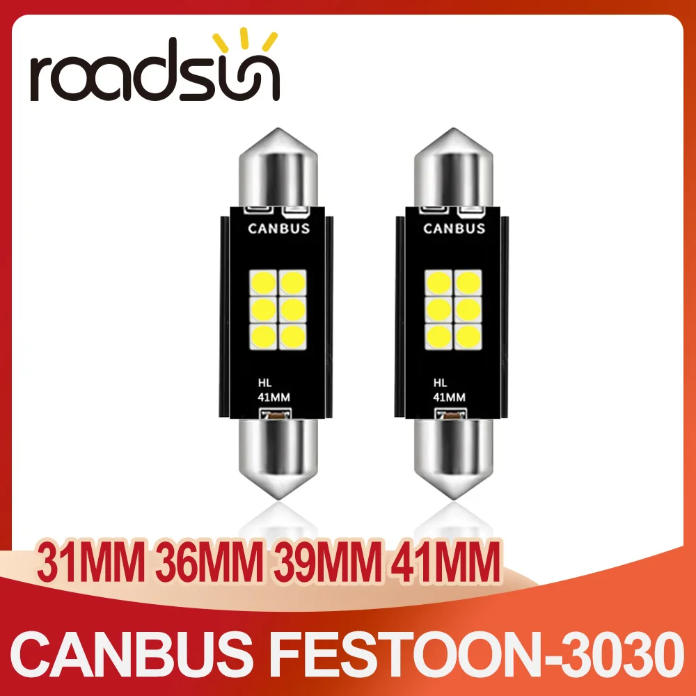 roadsun 2PCS Canbus Car Interior Light Bulb C10W C5W LED Festoon 31mm 36mm 39mm 41mm Error Free Door License Plate Dome Lights
roadsun 2PCS Canbus Car Interior Light Bulb C10W C5W LED Festoon 31mm 36mm 39mm 41mm Error Free Door License Plate Dome Lights