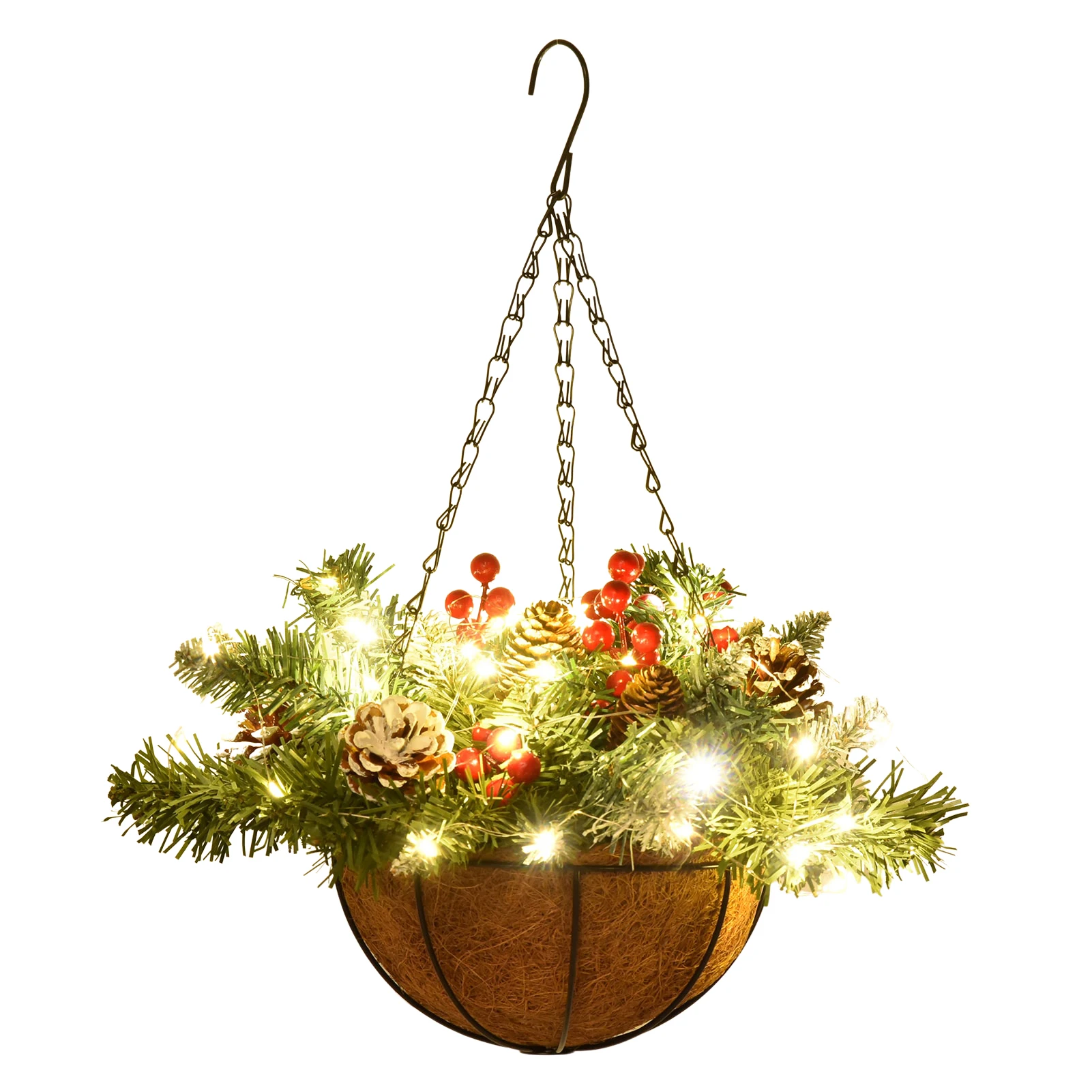 Artificial Christmas Baskets With Lights Red Berries Pine Cones Snowflakes Home Front Door Hanging Decor For Holiday Xmas Decor
Artificial Christmas Baskets With Lights Red Berries Pine Cones Snowflakes Home Front Door Hanging Decor For Holiday Xmas Decor