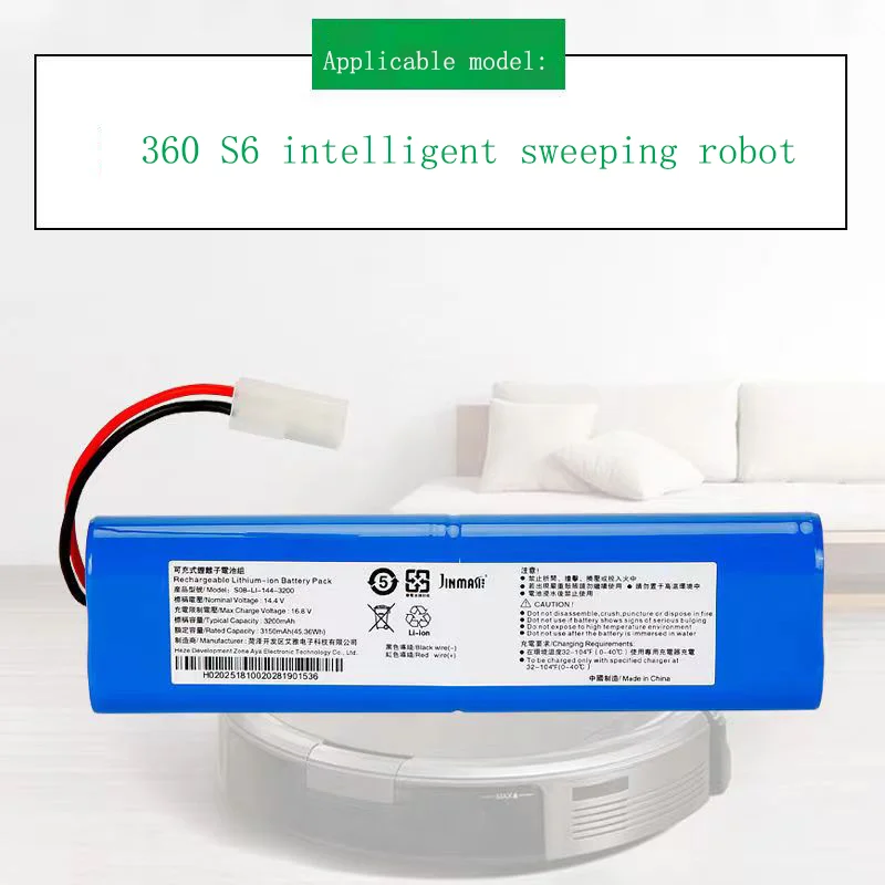 14.8V 12800mAh Battery Pack for Qihoo 360 S6 Robotic Vacuum Cleaner Spare Parts Accessories Replacement Batteries
14.8V 12800mAh Battery Pack for Qihoo 360 S6 Robotic Vacuum Cleaner Spare Parts Accessories Replacement Batteries
