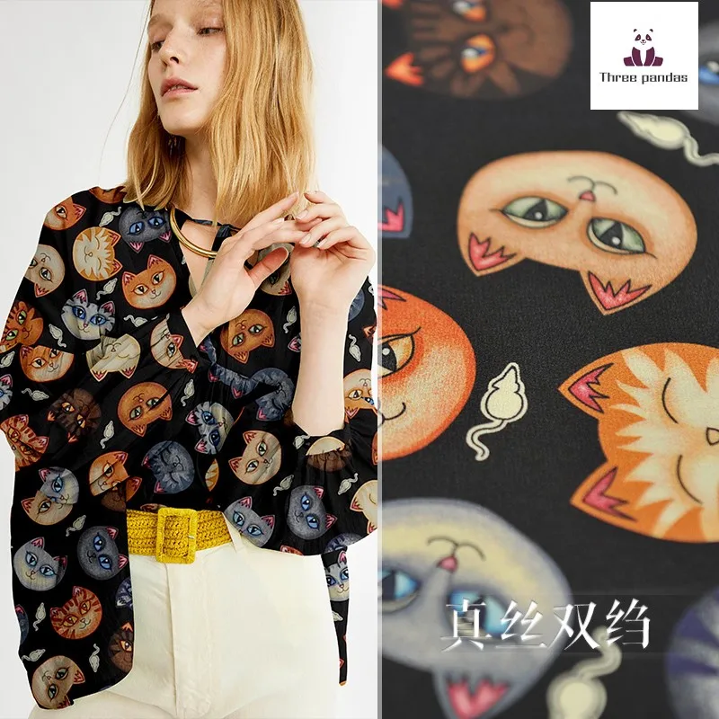 Cat Printed Silk Fabric Meter Mulberry Silk Double Crepe Fabric Dress Women's Clothing Fabric Wholesale Silk Cloth
Cat Printed Silk Fabric Meter Mulberry Silk Double Crepe Fabric Dress Women's Clothing Fabric Wholesale Silk Cloth