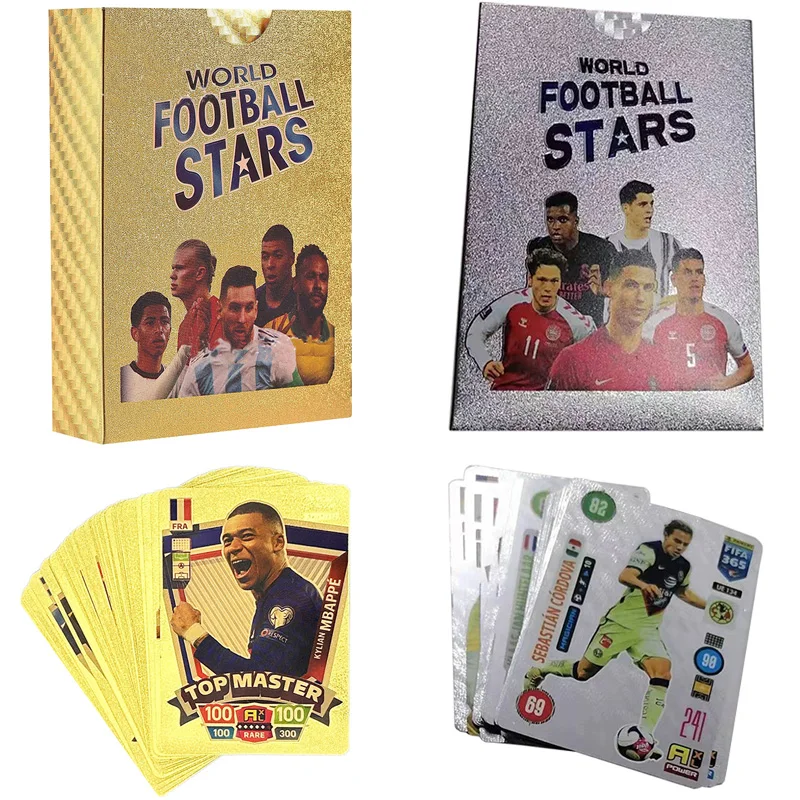 50-55Pcs New World Football Stars Gold Leaf Card Card Limited English Collection Trading Card Children Fans Board Game Toy Gift
50-55Pcs New World Football Stars Gold Leaf Card Card Limited English Collection Trading Card Children Fans Board Game Toy Gift