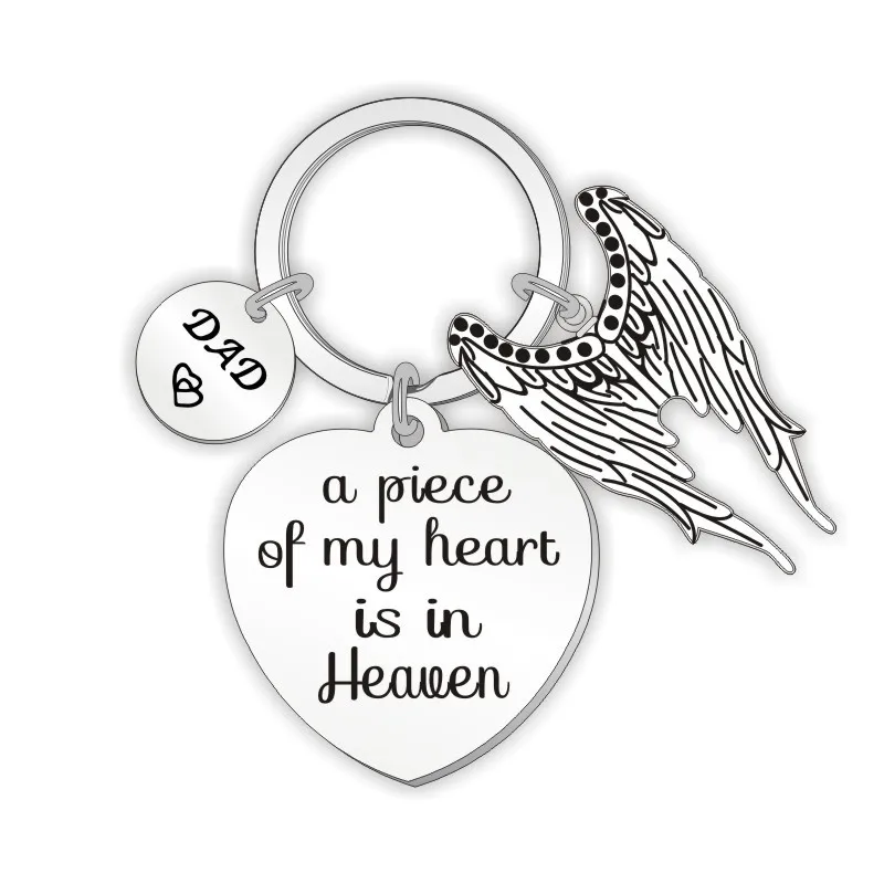 

1PC A Piece Of My Heart Is In Heaven Loss of Mom Dad Grandma Memorial Key Rings Bereavement Family Sympathy Gift